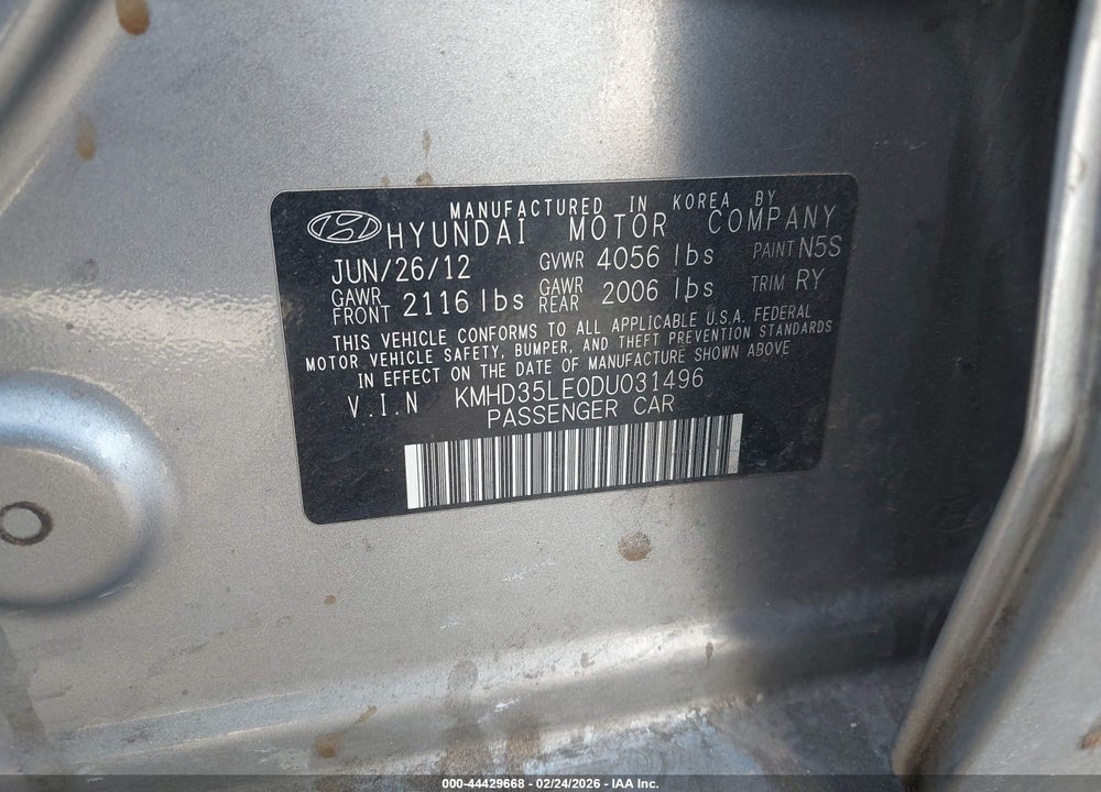 2013 HYUNDAI ELANTRA GT VIN: KMHD35LE0DU031496