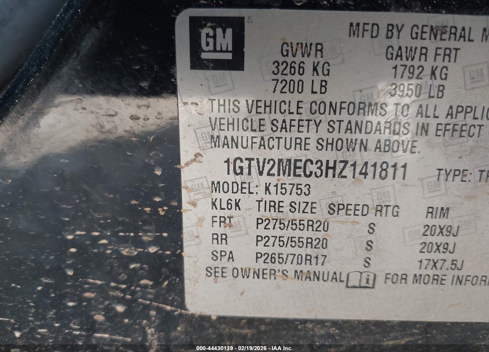 2017 GMC SIERRA 1500 SLE VIN: 1GTV2MEC3HZ141811