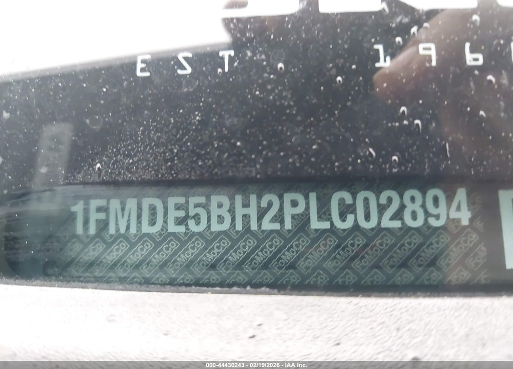 2023 FORD BRONCO BLACK DIAMOND VIN: 1FMDE5BH2PLC02894