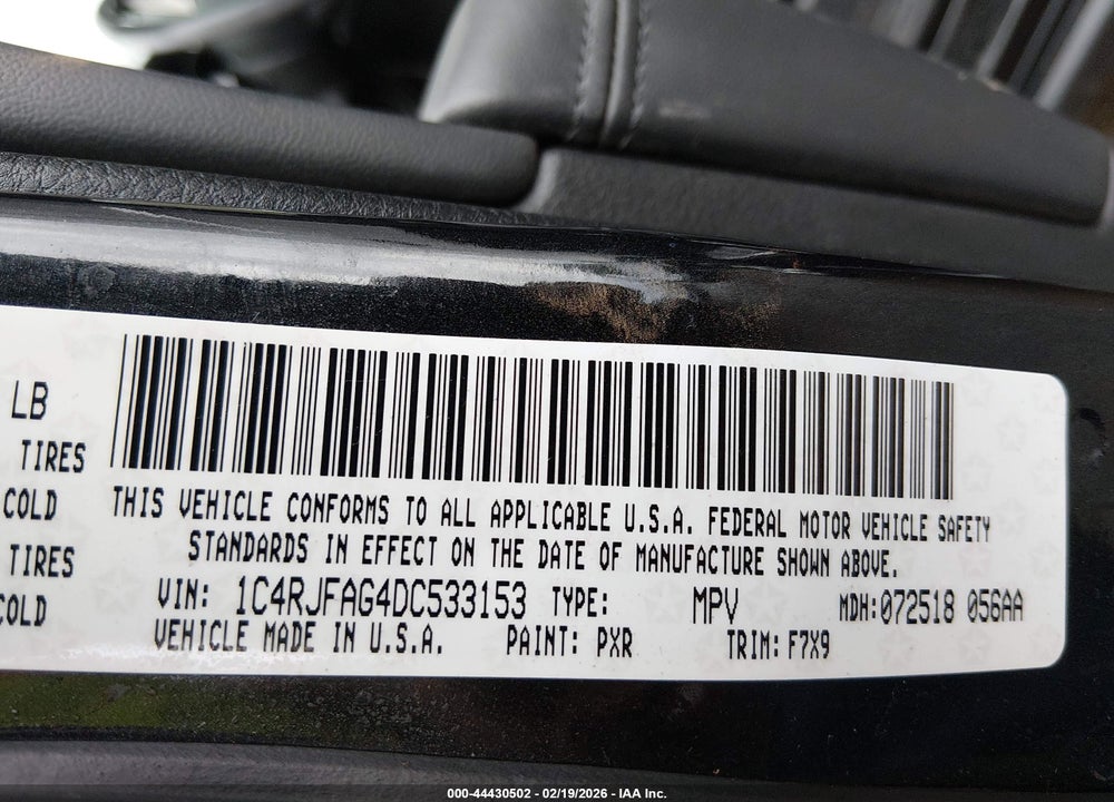 2013 JEEP GRAND CHEROKEE LAREDO VIN: 1C4RJFAG4DC533153