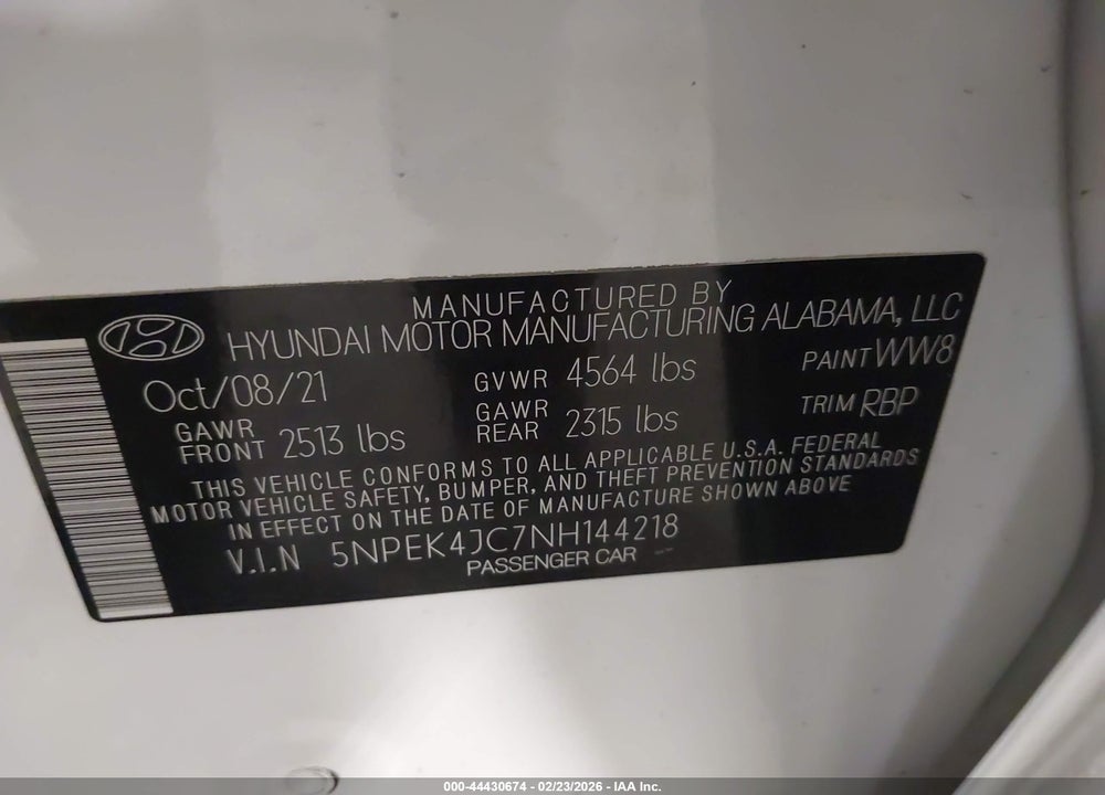 2022 HYUNDAI SONATA N LINE NIGHT EDITION VIN: 5NPEK4JC7NH144218