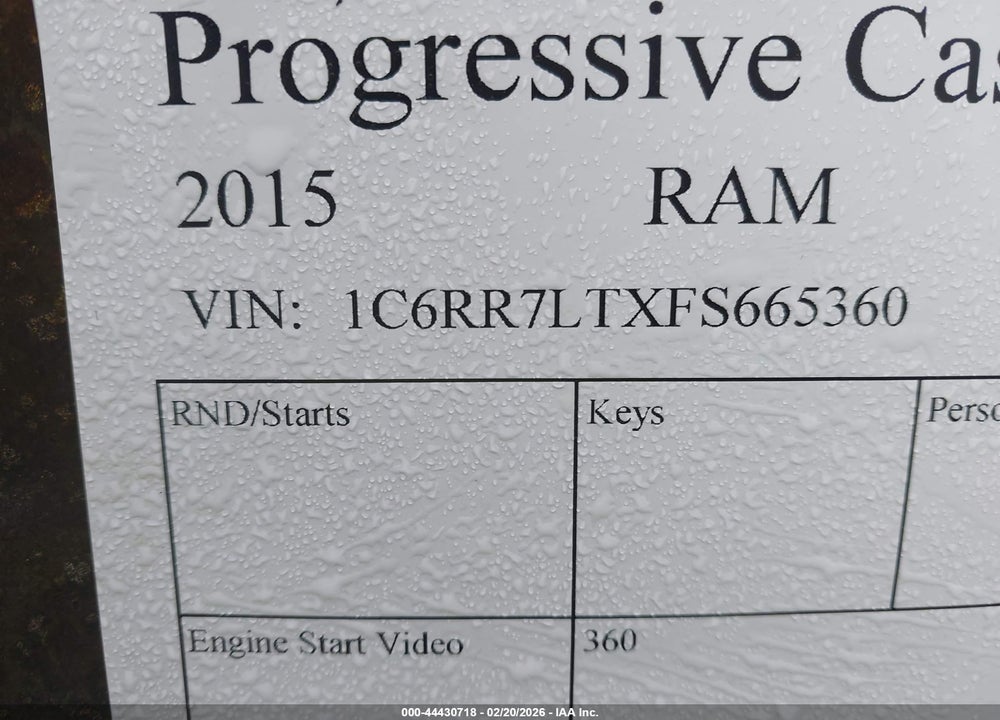 2015 RAM 1500 BIG HORN VIN: 1C6RR7LTXFS665360