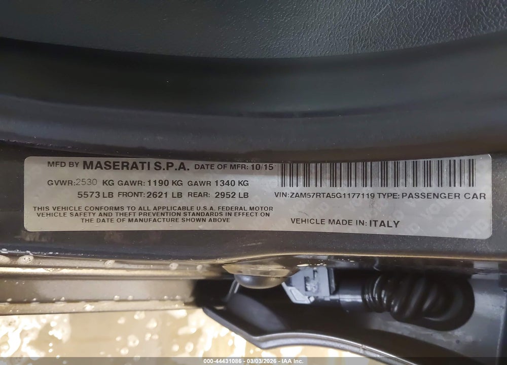 2016 MASERATI GHIBLI S Q4 VIN: ZAM57RTA5G1177119