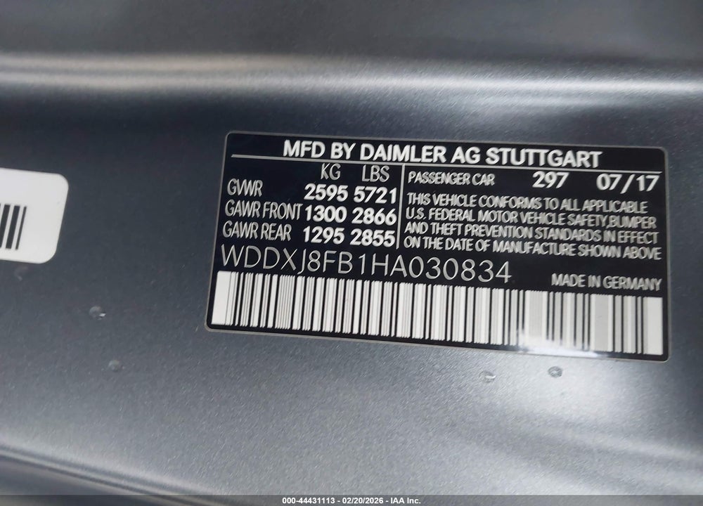 2017 MERCEDES-BENZ S 550 4MATIC VIN: WDDXJ8FB1HA030834