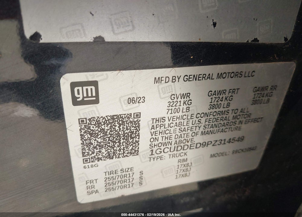 2023 CHEVROLET SILVERADO 1500 4WD  STANDARD BED LT VIN: 1GCUDDED9PZ314549