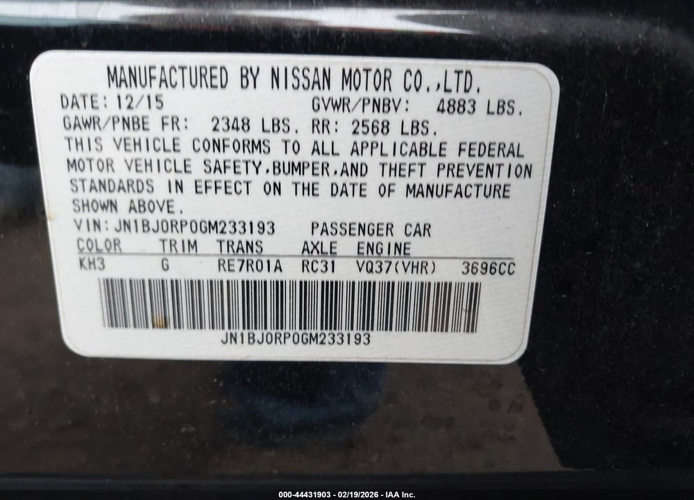 2016 INFINITI QX50 VIN: JN1BJ0RP0GM233193