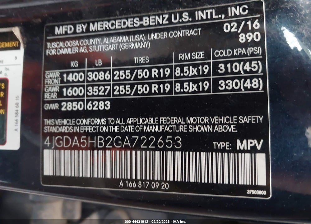 2016 MERCEDES-BENZ GLE 350 4MATIC VIN: 4JGDA5HB2GA722653