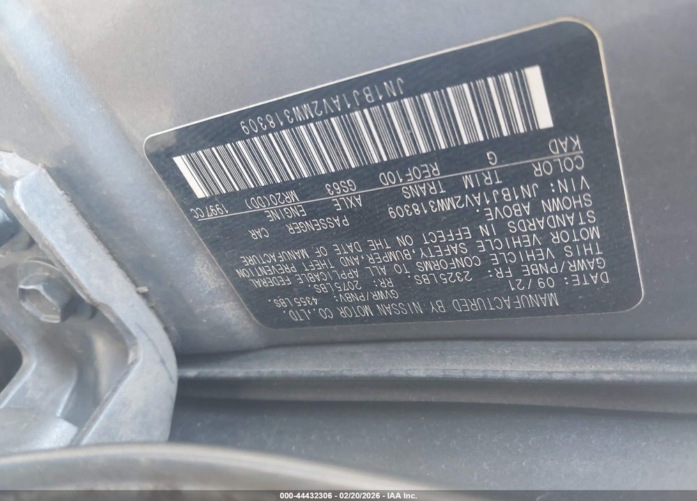 2021 NISSAN ROGUE SPORT S FWD XTRONIC CVT VIN: JN1BJ1AV2MW318309