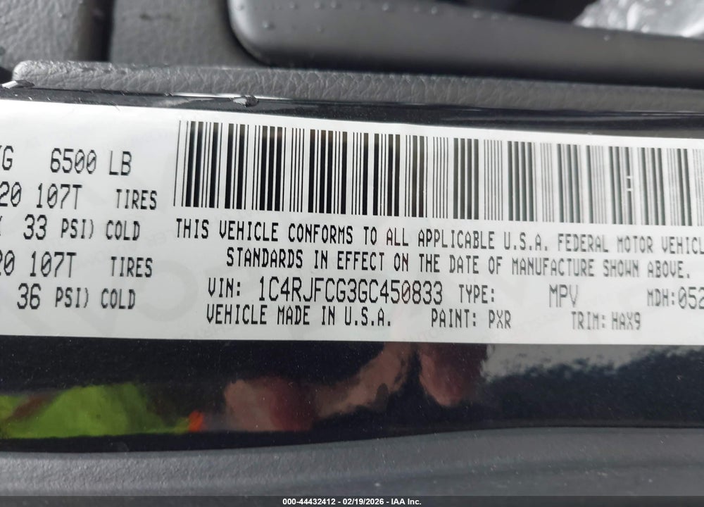 2016 JEEP GRAND CHEROKEE HIGH ALTITUDE VIN: 1C4RJFCG3GC450833