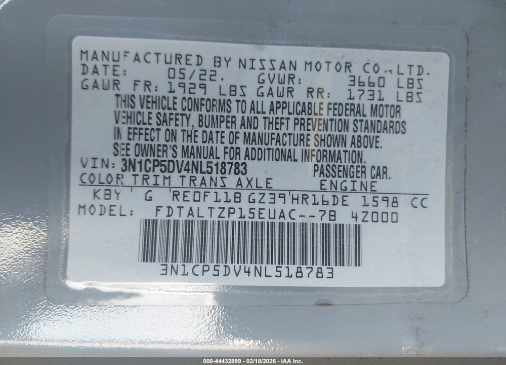 2022 NISSAN KICKS SR XTRONIC CVT VIN: 3N1CP5DV4NL518783