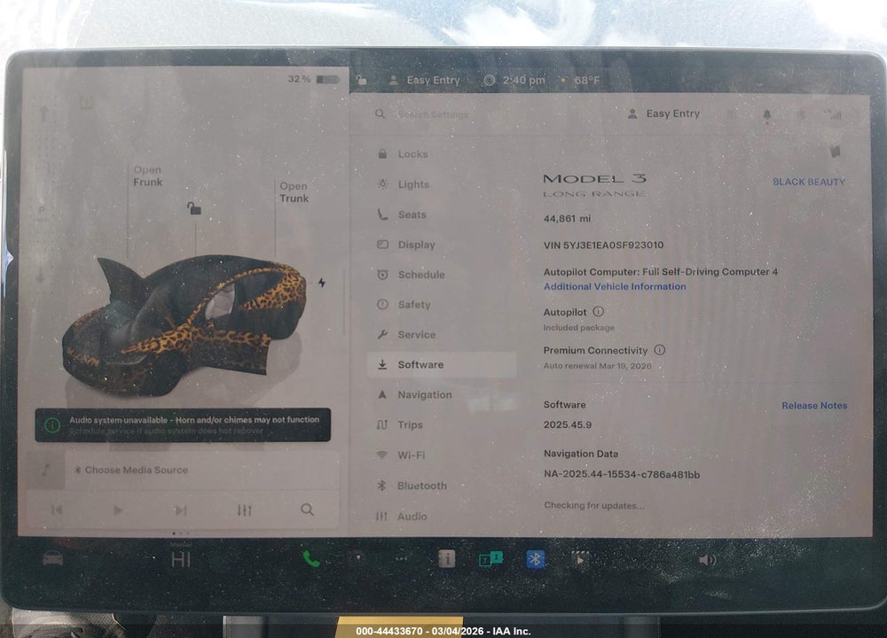2025 TESLA MODEL 3 LONG RANGE REAR-WHEEL DRIVE/STANDARD REAR-WHEEL DRIVE VIN: 5YJ3E1EA0SF923010