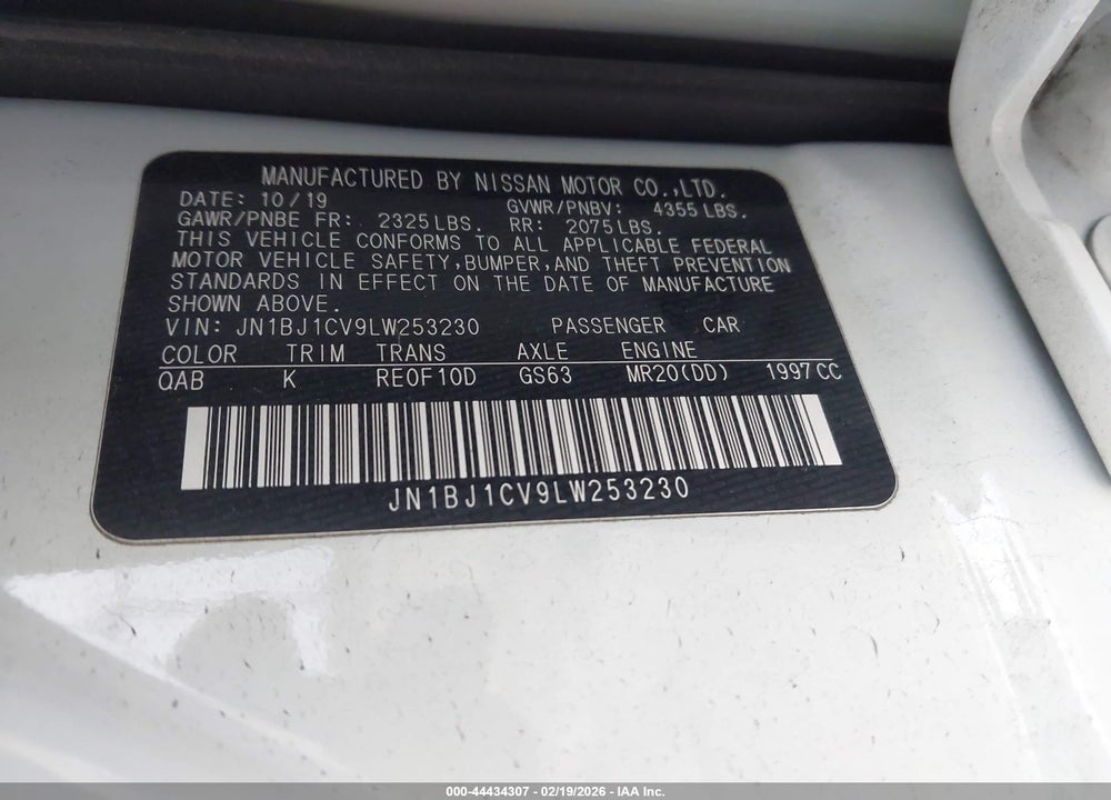 2020 NISSAN ROGUE SPORT SV FWD XTRONIC CVT VIN: JN1BJ1CV9LW253230