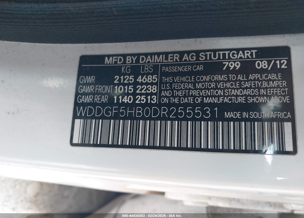 2013 MERCEDES-BENZ C 350 SPORT VIN: WDDGF5HB0DR255531