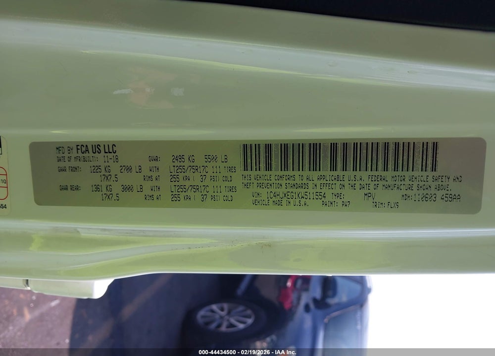 2019 JEEP WRANGLER UNLIMITED MOAB 4X4 VIN: 1C4HJXEG1KW511554