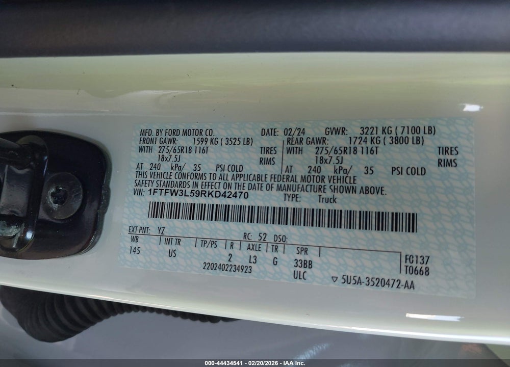 2024 FORD F-150 XLT VIN: 1FTFW3L59RKD42470