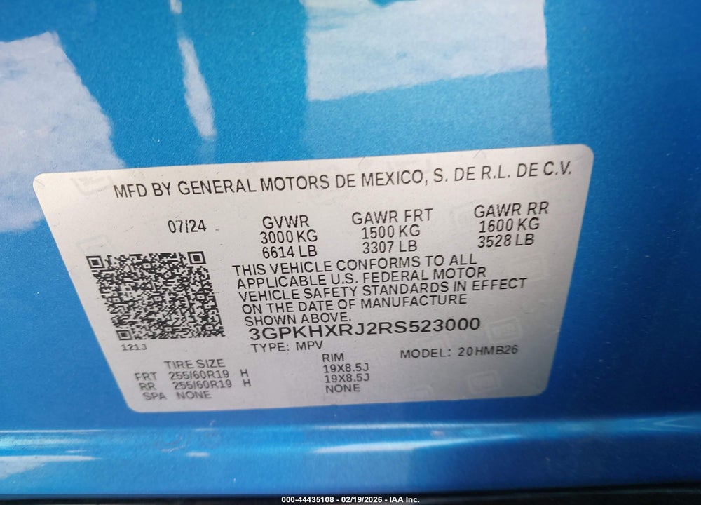 2024 HONDA PROLOGUE TOURING VIN: 3GPKHXRJ2RS523000