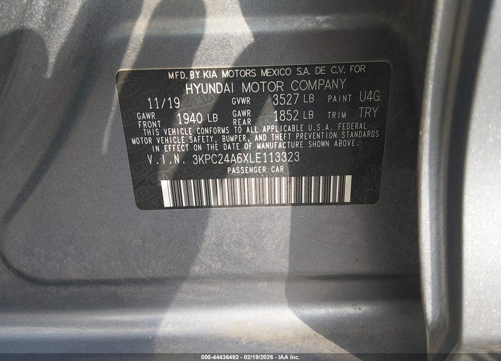 2020 HYUNDAI ACCENT SE VIN: 3KPC24A6XLE113323