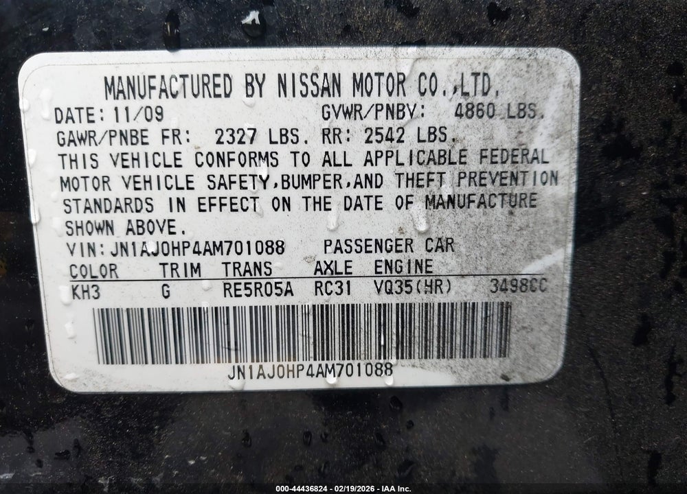 2010 INFINITI EX35 JOURNEY VIN: JN1AJ0HP4AM701088