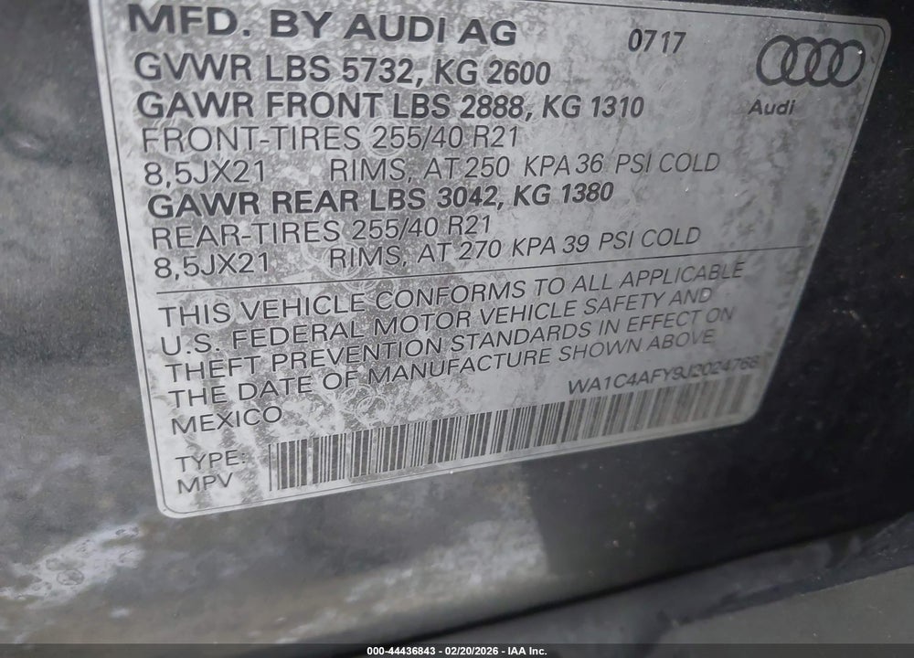 2018 AUDI SQ5 3.0T PREMIUM PLUS VIN: WA1C4AFY9J2024768
