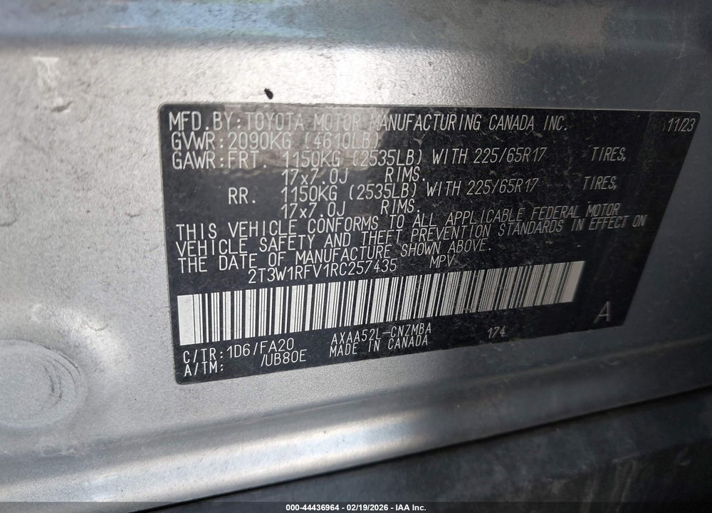 2024 TOYOTA RAV4 XLE VIN: 2T3W1RFV1RC257435