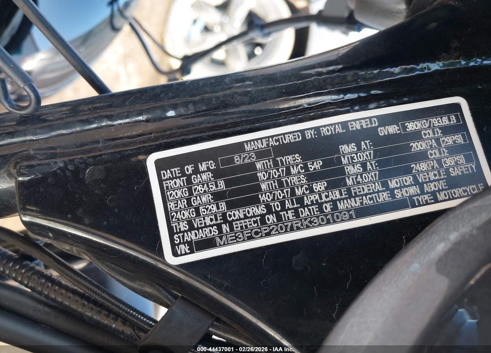 2024 ROYAL ENFIELD MOTORS HUNTER 350 VIN: ME3FCP207RK301091