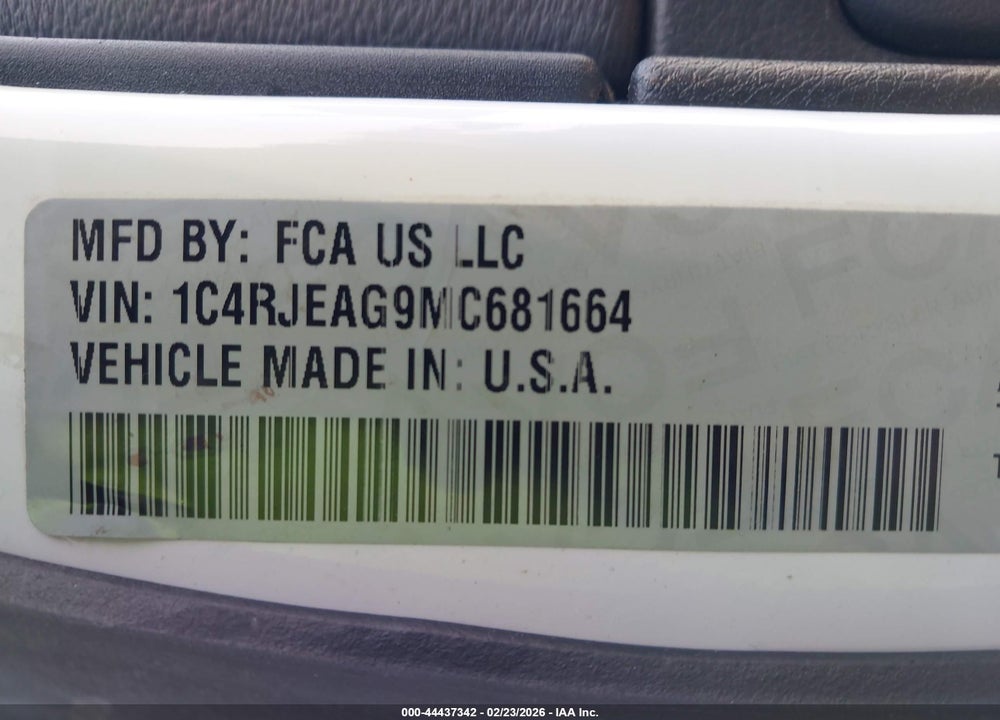 2021 JEEP GRAND CHEROKEE LAREDO X 4X2 VIN: 1C4RJEAG9MC681664