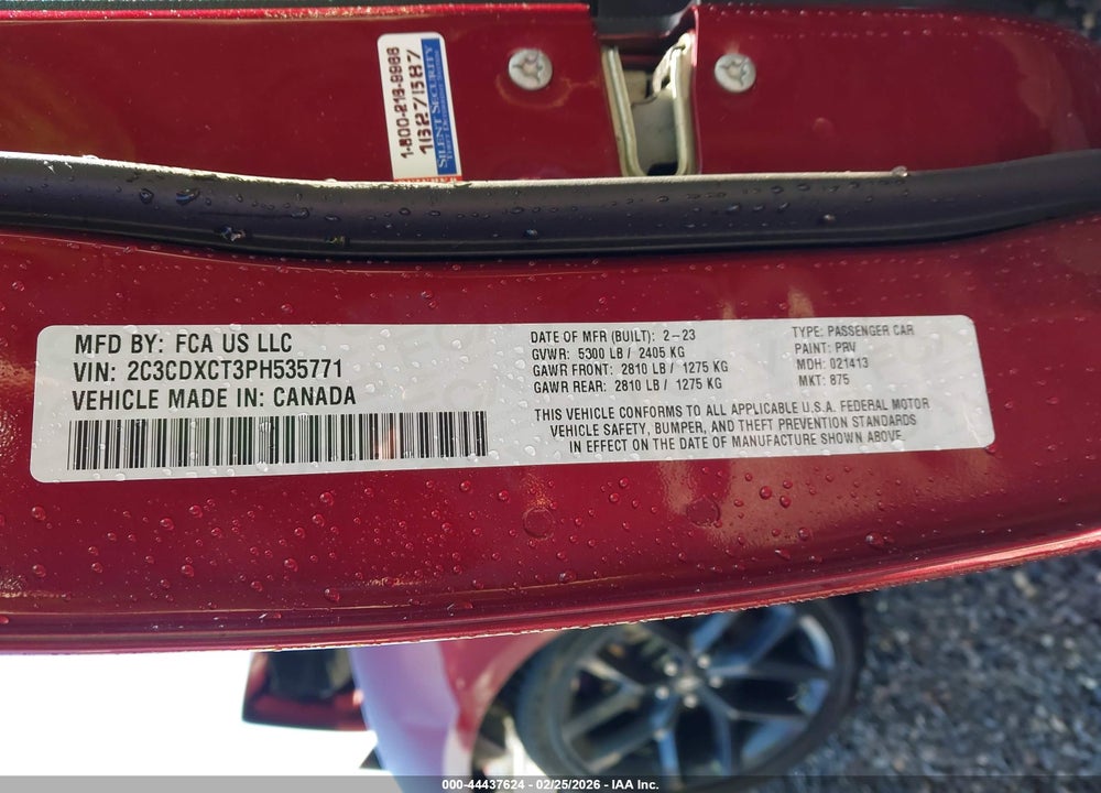 2023 DODGE CHARGER R/T VIN: 2C3CDXCT3PH535771