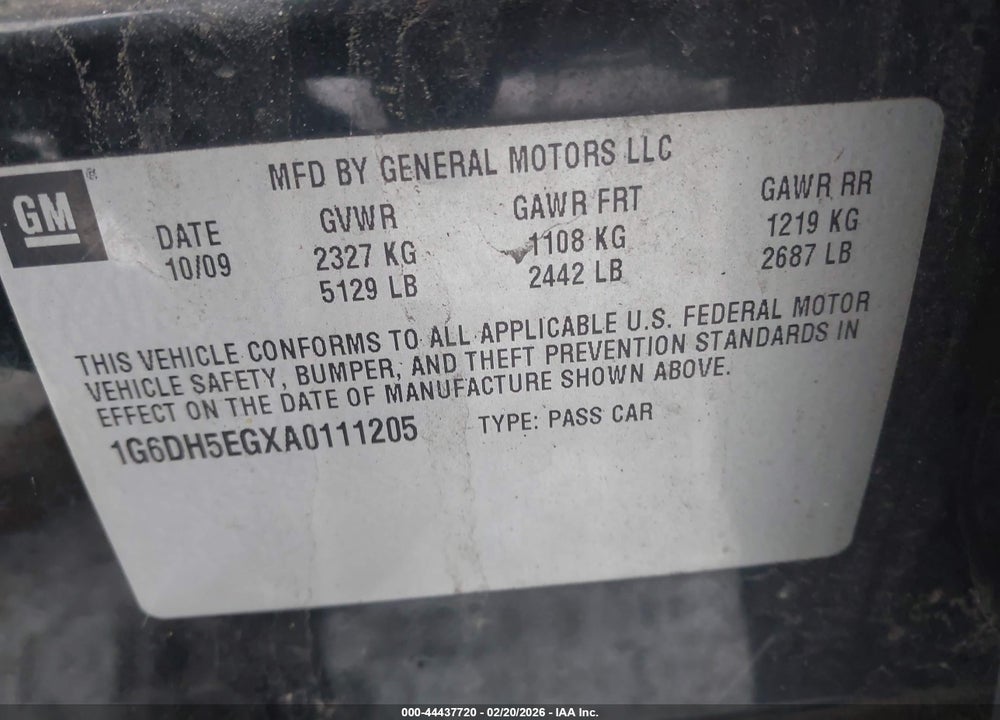 2010 CADILLAC CTS LUXURY VIN: 1G6DH5EGXA0111205