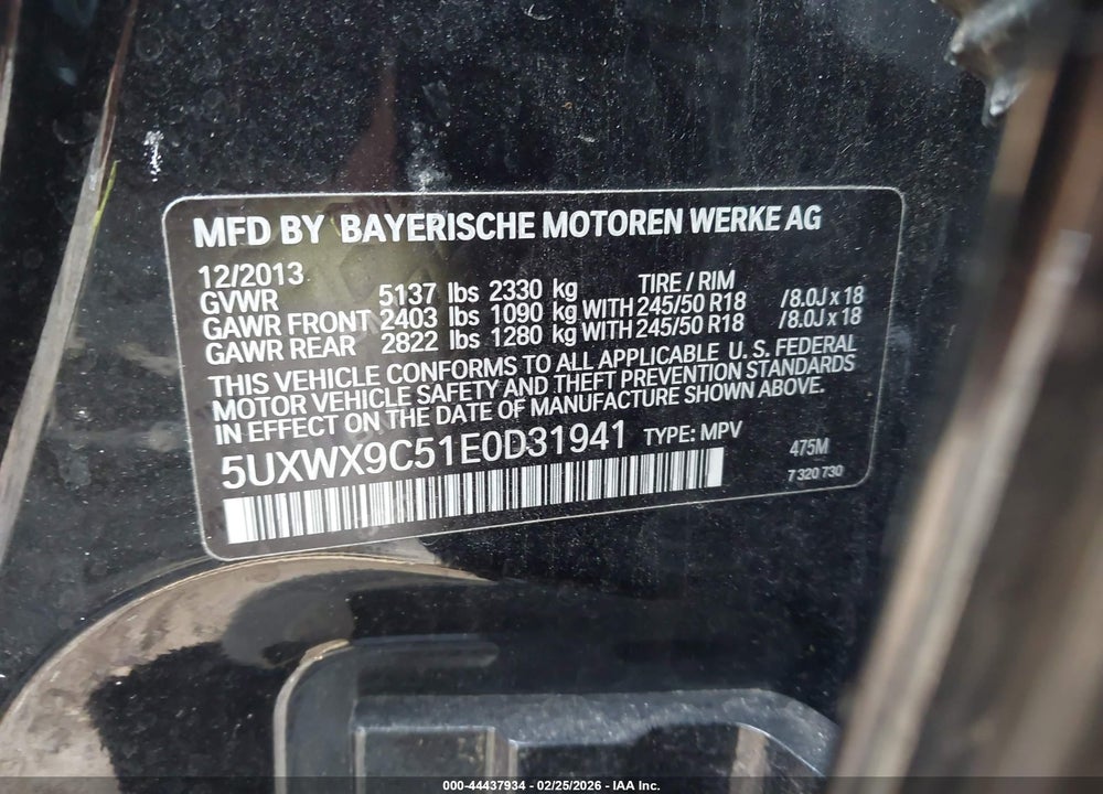 2014 BMW X3 XDRIVE28I VIN: 5UXWX9C51E0D31941