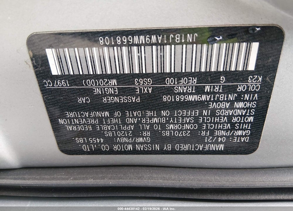 2021 NISSAN ROGUE SPORT S AWD XTRONIC CVT VIN: JN1BJ1AW9MW668108