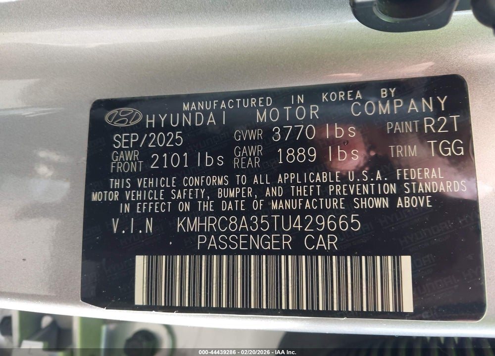2026 HYUNDAI VENUE SEL VIN: KMHRC8A35TU429665