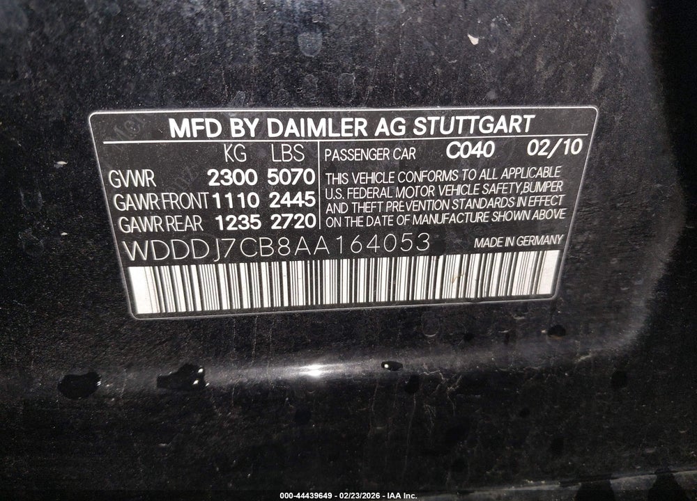 2010 MERCEDES-BENZ CLS 550 VIN: WDDDJ7CB8AA164053