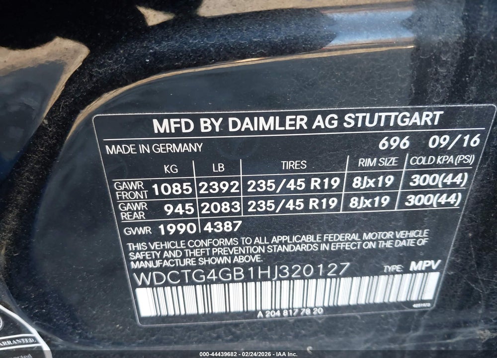 2017 MERCEDES-BENZ GLA 250 4MATIC VIN: WDCTG4GB1HJ320127