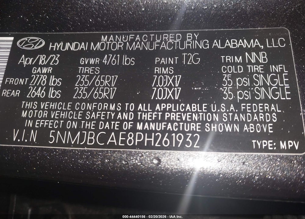 2023 HYUNDAI TUCSON SEL VIN: 5NMJBCAE8PH261932
