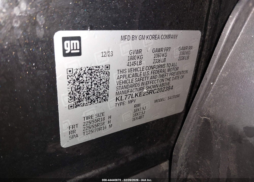2024 CHEVROLET TRAX FWD ACTIV VIN: KL77LKE25RC202384