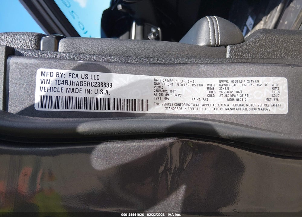 2024 JEEP GRAND CHEROKEE ALTITUDE X 4X4 VIN: 1C4RJHAG5RC238839