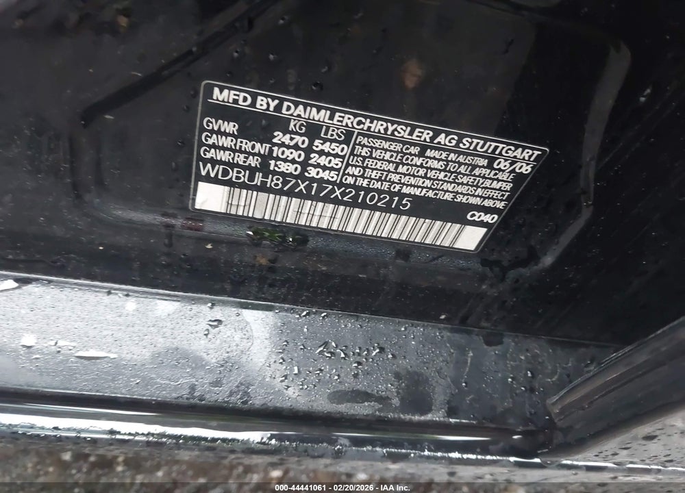 2007 MERCEDES-BENZ E 350 4MATIC VIN: WDBUH87X17X210215