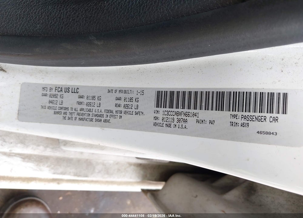 2015 CHRYSLER 200 LIMITED VIN: 1C3CCCABXFN661041