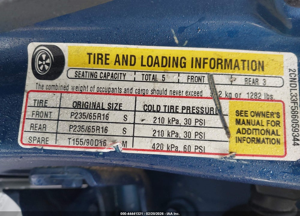 2008 CHEVROLET EQUINOX LT VIN: 2CNDL33F586059344