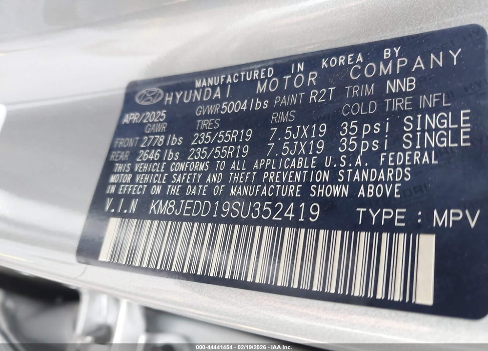 2025 HYUNDAI TUCSON HYBRID LIMITED VIN: KM8JEDD19SU352419