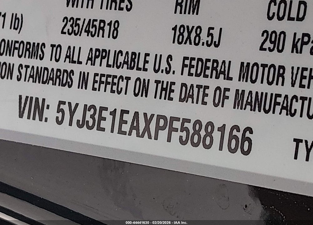 2023 TESLA MODEL 3 REAR-WHEEL DRIVE VIN: 5YJ3E1EAXPF588166
