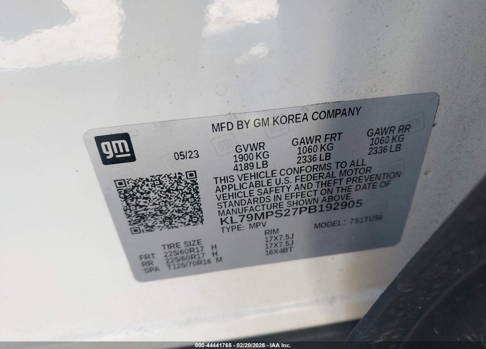 2023 CHEVROLET TRAILBLAZER FWD LT VIN: KL79MPS27PB192905