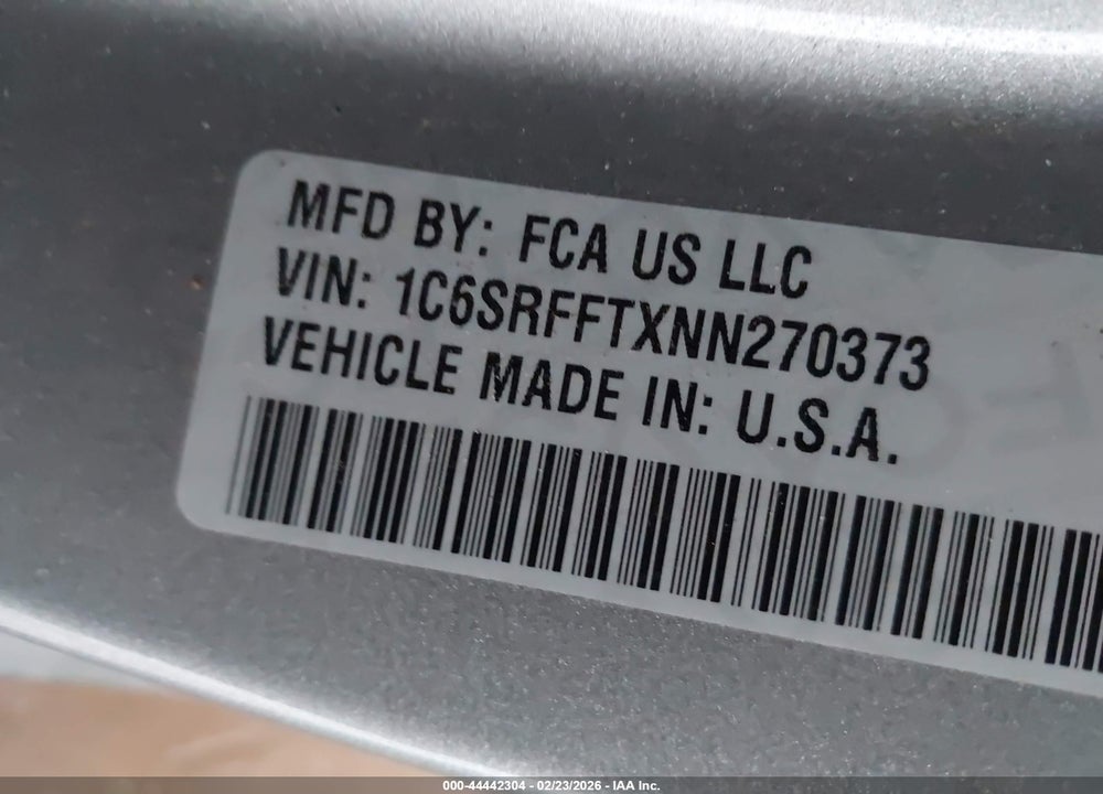 2022 RAM 1500 BIG HORN  4X4 5'7 BOX VIN: 1C6SRFFTXNN270373