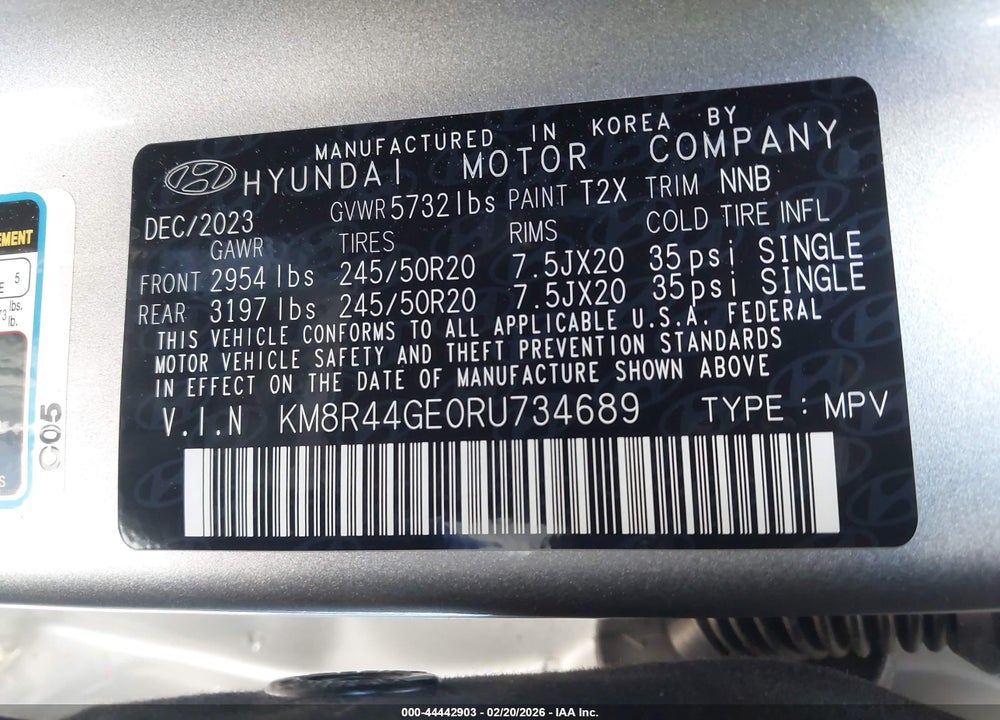 2024 HYUNDAI PALISADE SEL VIN: KM8R44GE0RU734689
