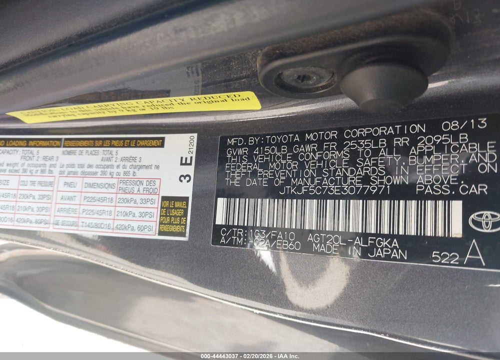 2014 SCION TC VIN: JTKJF5C73E3077971