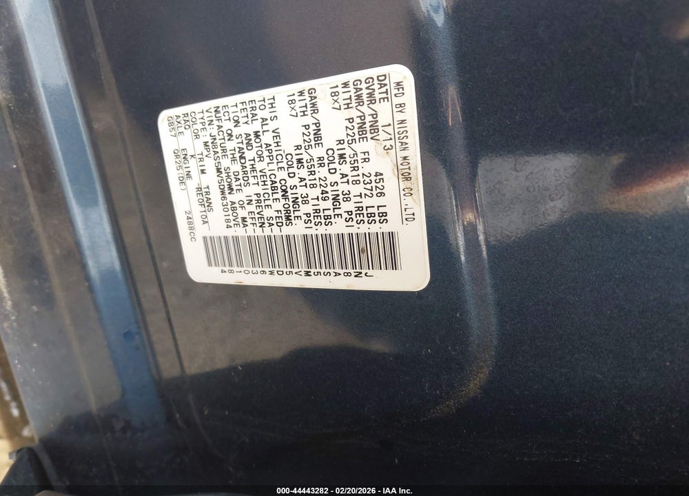 2013 NISSAN ROGUE SV W/SL PKG VIN: JN8AS5MV5DW630184