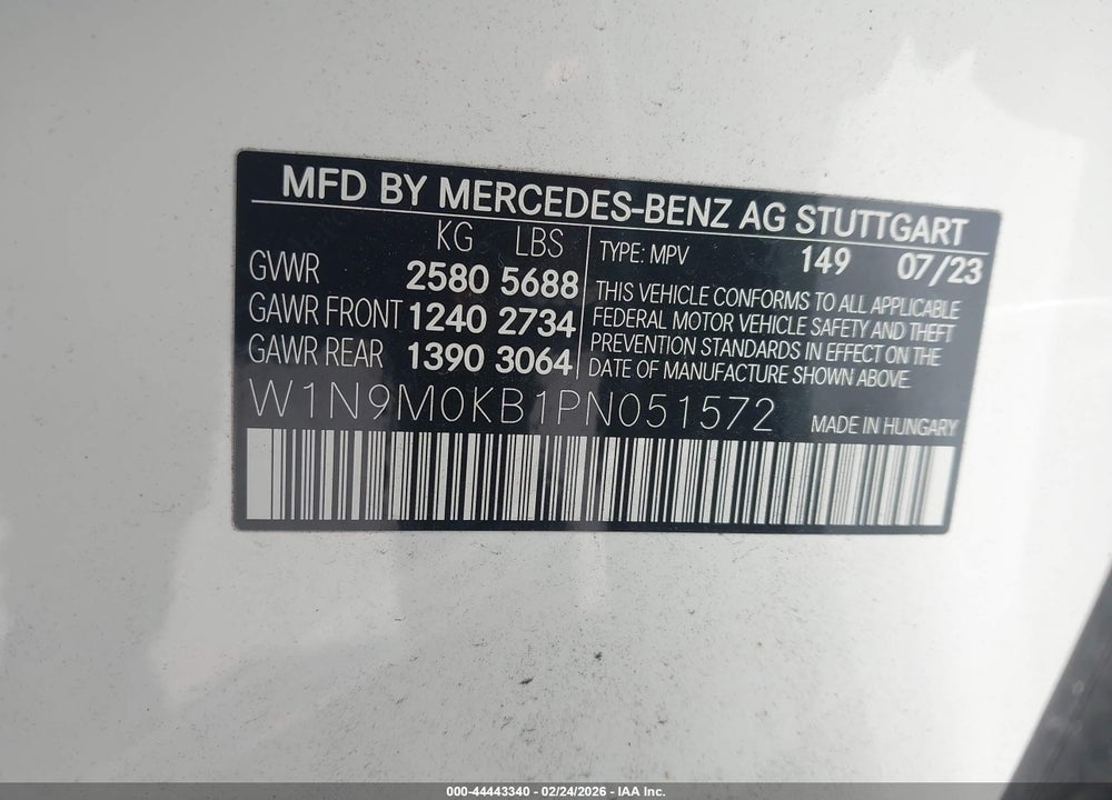 2023 MERCEDES-BENZ EQB 300 SUV 4MATIC VIN: W1N9M0KB1PN051572
