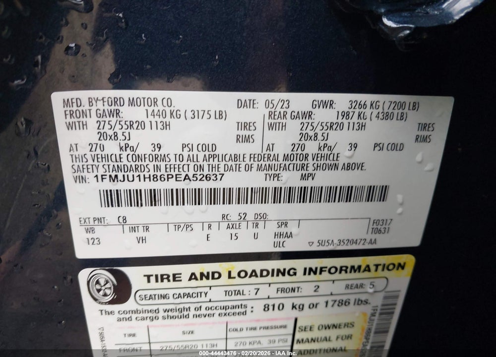 2023 FORD EXPEDITION XLT VIN: 1FMJU1H86PEA52637