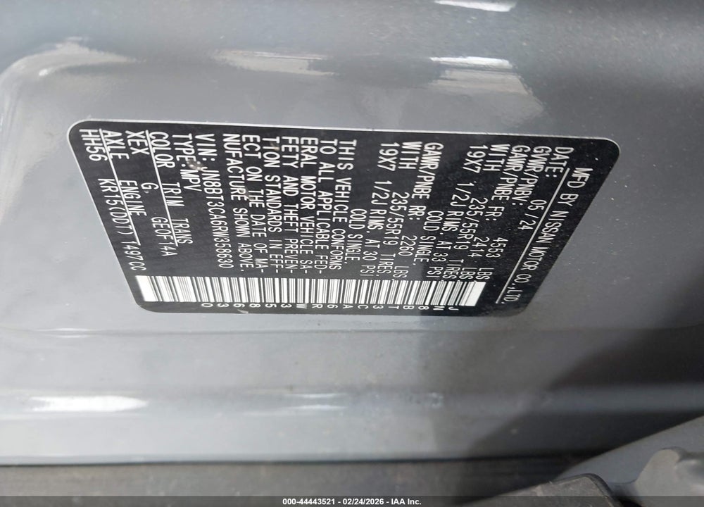 2024 NISSAN ROGUE SL FWD VIN: JN8BT3CA6RW358630
