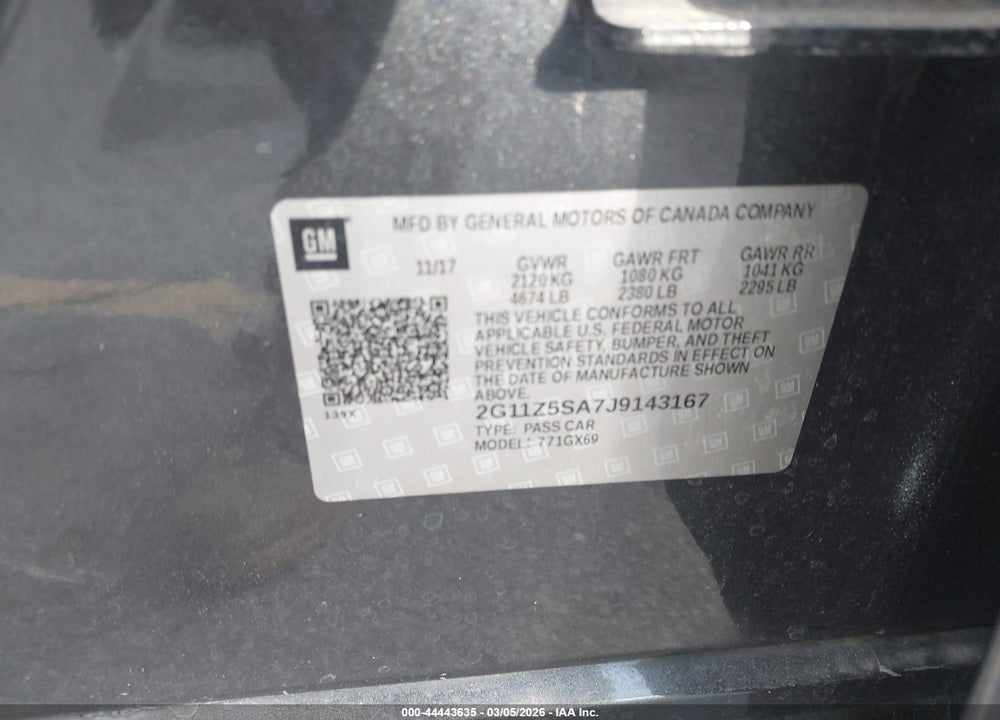 2018 CHEVROLET IMPALA LS VIN: 2G11Z5SA7J9143167